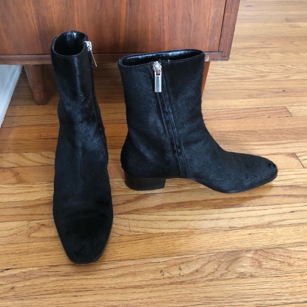 Black pony hair theory booties